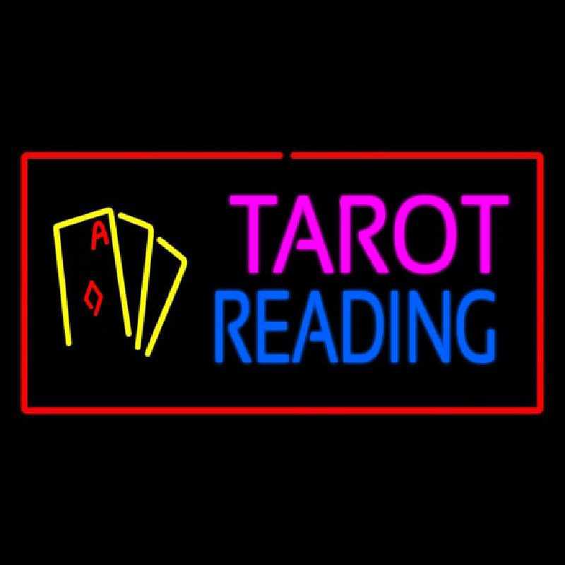 Tarot Reading Red Rectangle Neon Skilt