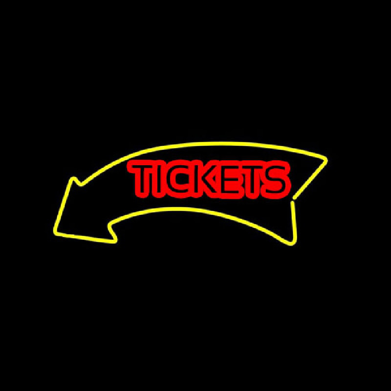 Tickets With Yellow Arrow Neon Skilt