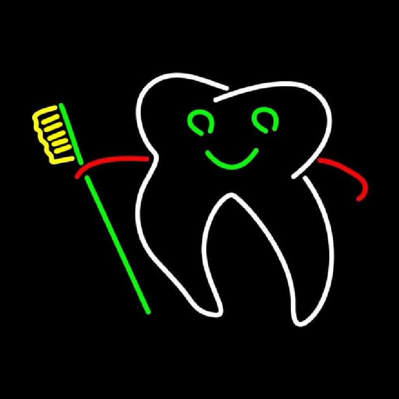 Tooth With Brush Logo Neon Skilt