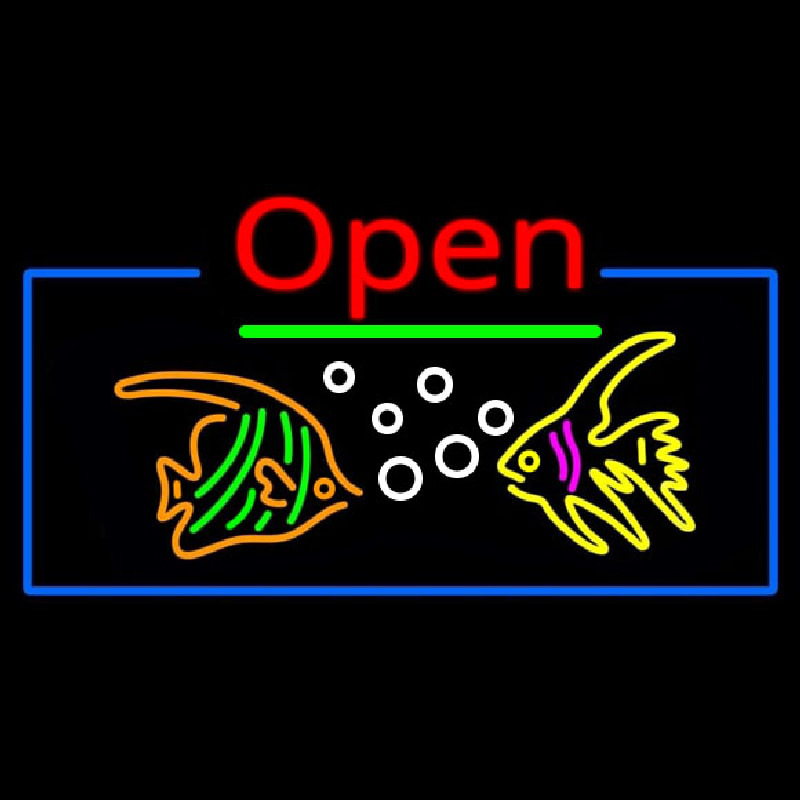 Tropical Fish Logo Open Neon Skilt