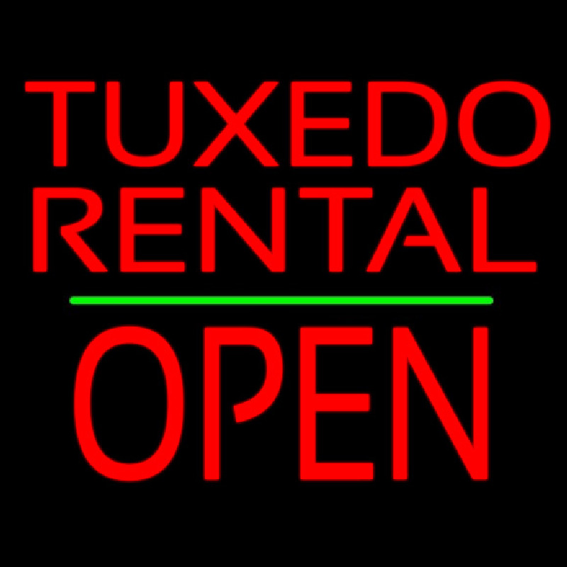 Tu edo Rental Open Green Line Neon Skilt