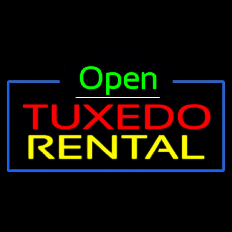 Tu edo Rental Open Green Neon Skilt