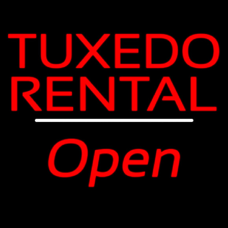 Tu edo Rental Open White Line Neon Skilt