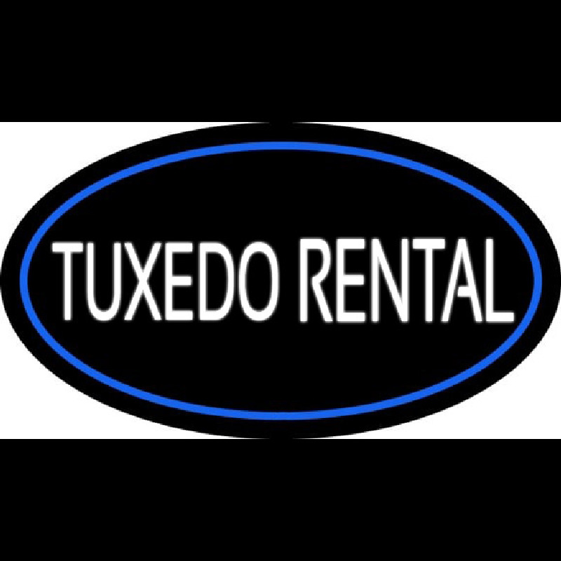 Tu edo Rental Oval Blue Neon Skilt