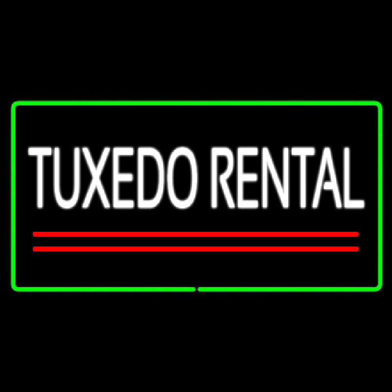 Tu edo Rental Rectangle Green Neon Skilt