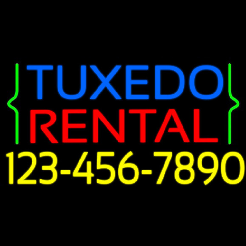 Tu edo Rental With Phone Number Neon Skilt