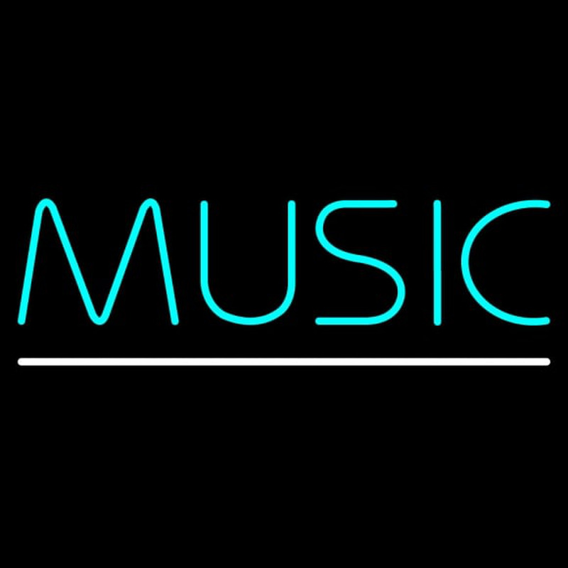 Turquoise Music White Line Neon Skilt