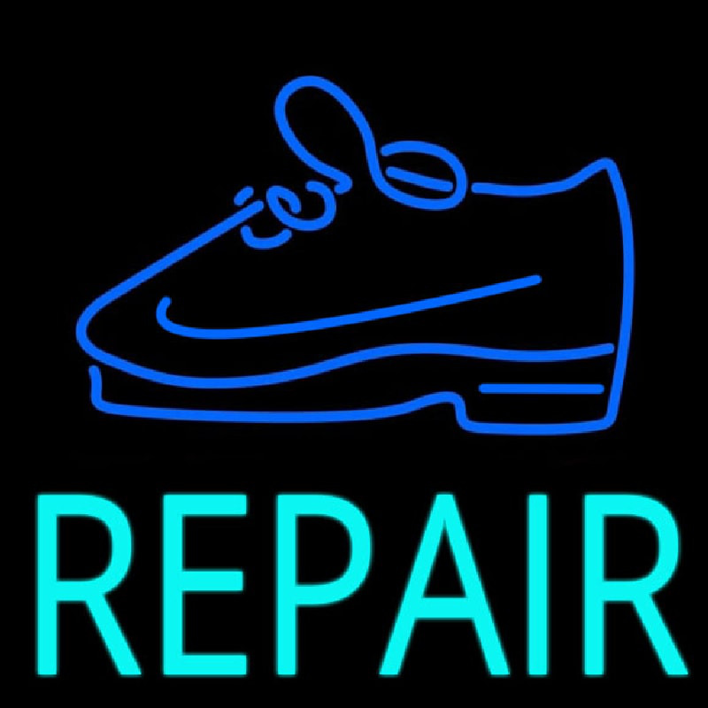 Turquoise Repair Shoe Neon Skilt