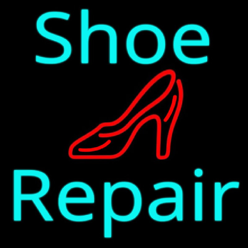 Turquoise Shoe Repair Sandal Neon Skilt