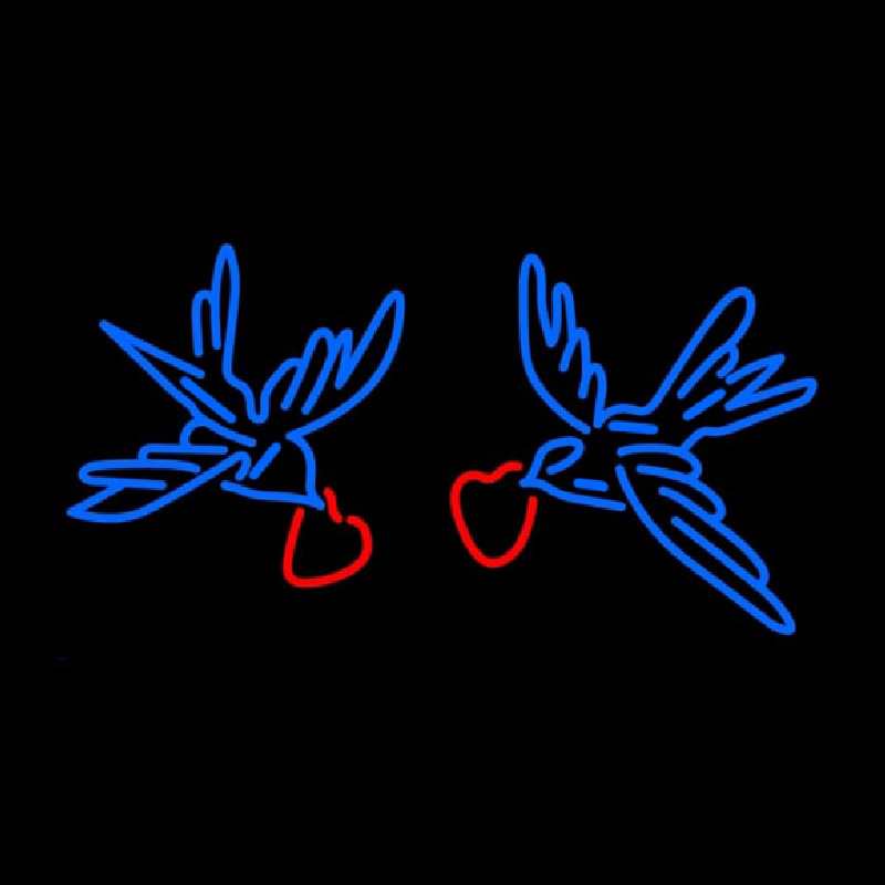 Two Bird With Heart Neon Skilt