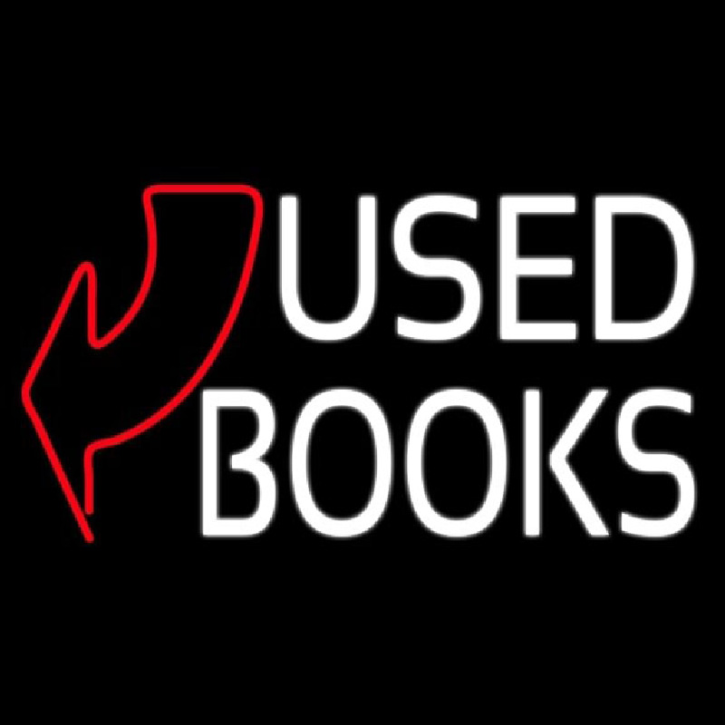 Used Books With Arrow Neon Skilt