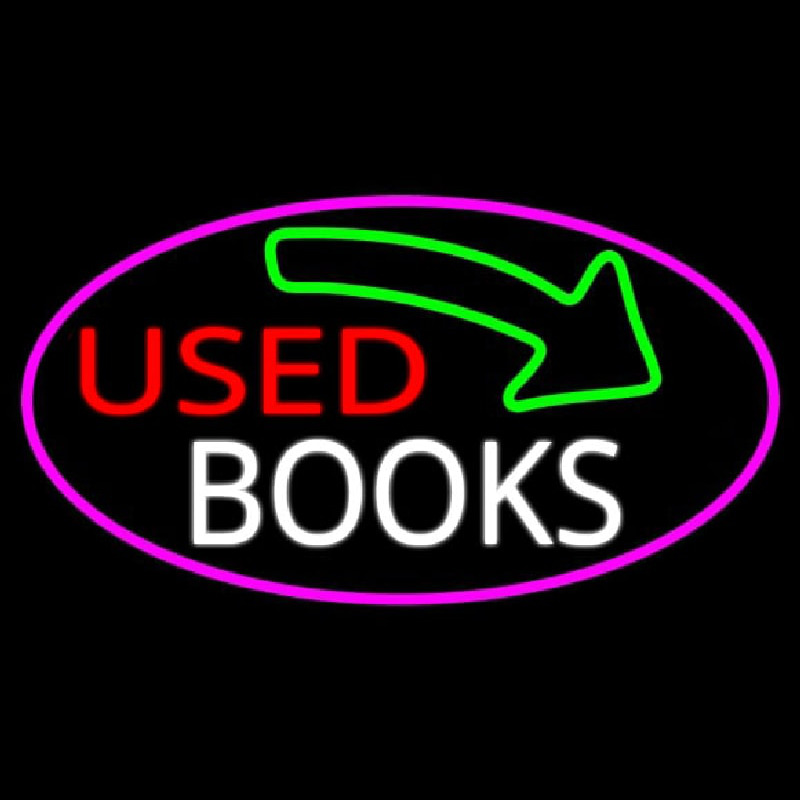 Used Books With Arrow Neon Skilt