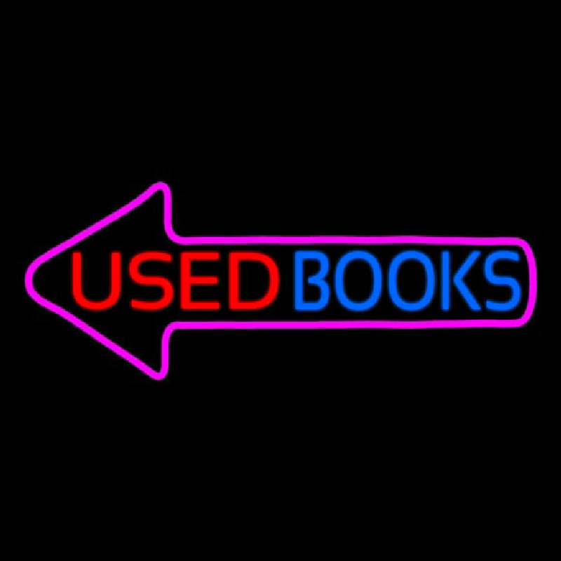 Used Books With Arrow Neon Skilt