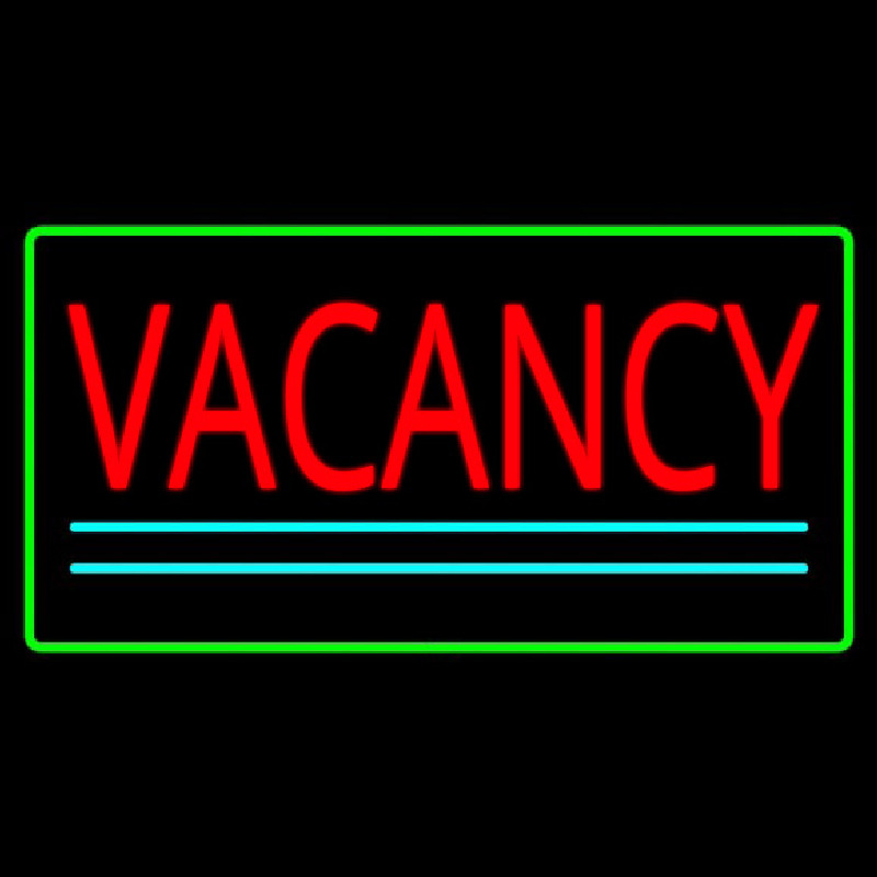 Vacancy Rectangle Green Neon Skilt