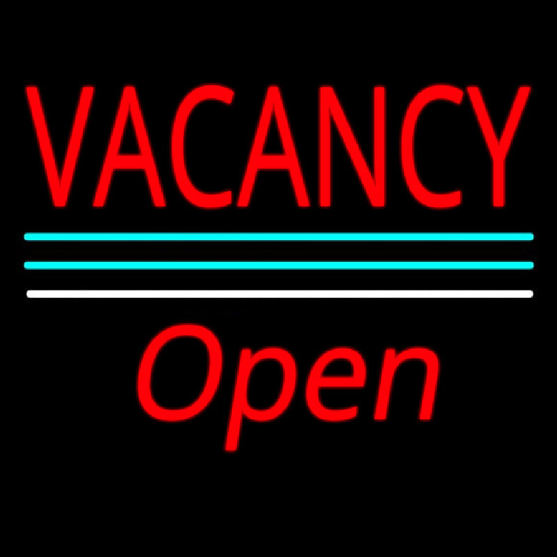 Vacancy Script1 Open White Line Neon Skilt