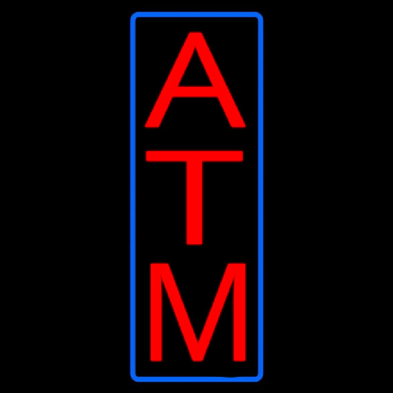 Vertical Atm Blue Border Neon Skilt