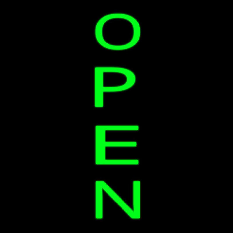 Vertical Green Open Neon Skilt