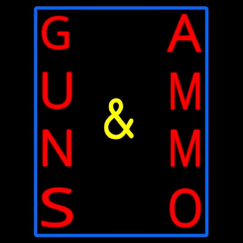 Vertical Guns And Ammo Neon Skilt