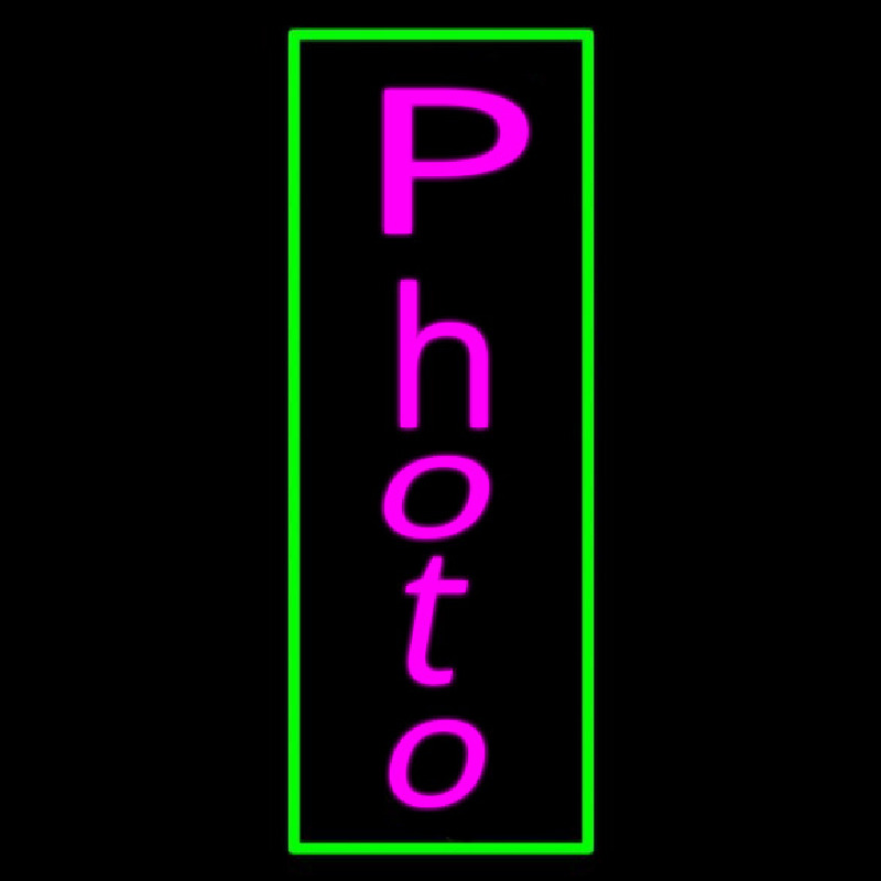 Vertical Photo Green Border Neon Skilt