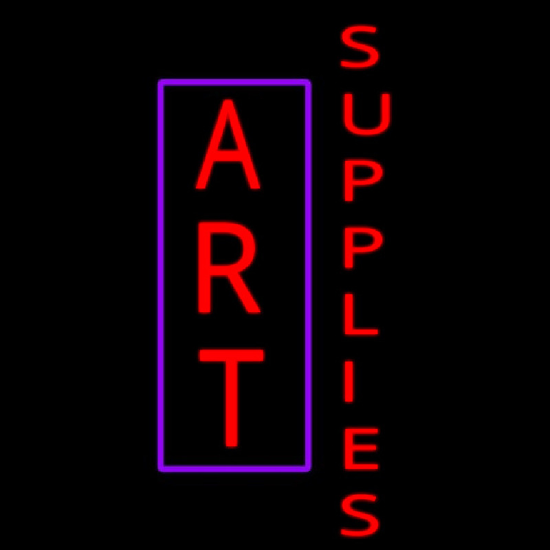 Vertical Red Art Supplies Neon Skilt