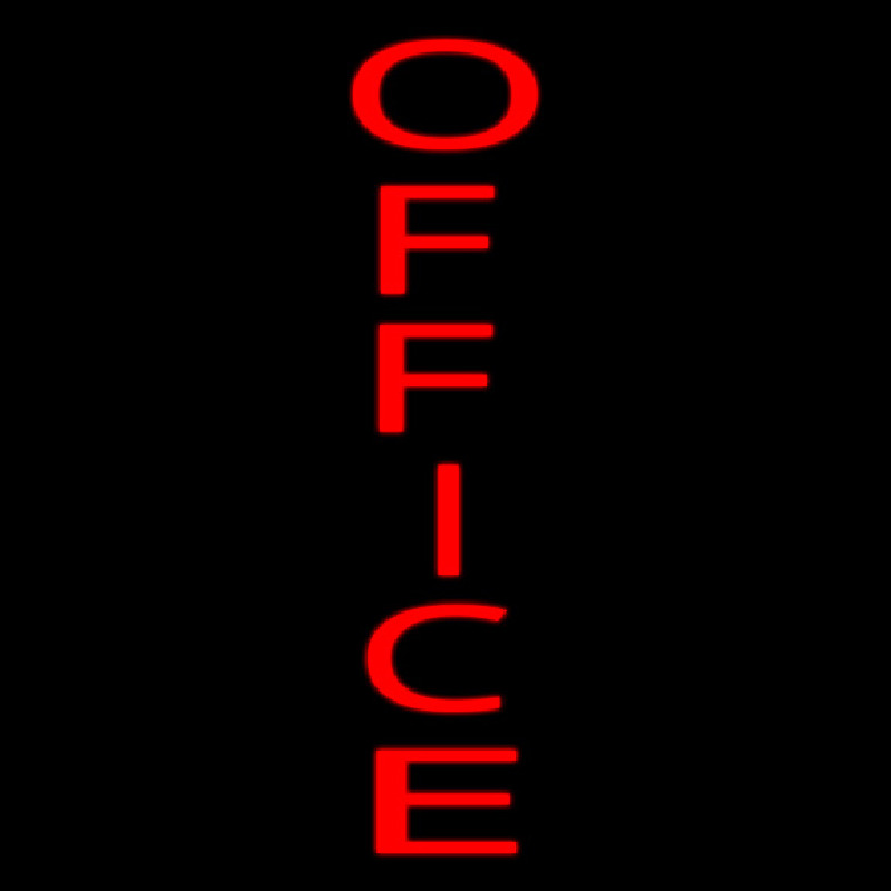 Vertical Red Office Neon Skilt