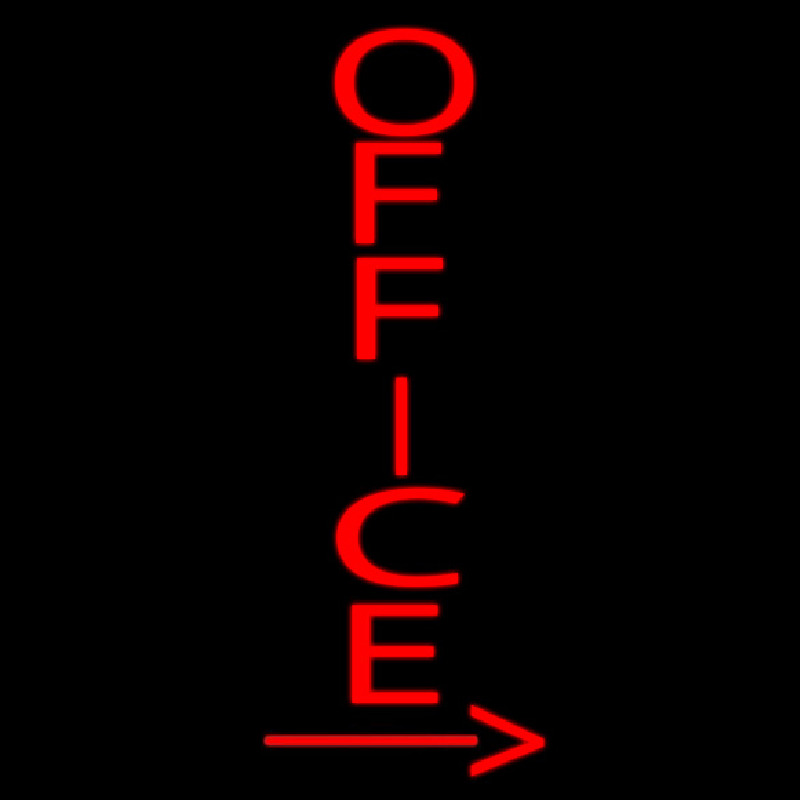 Vertical Red Office With Arrow Neon Skilt