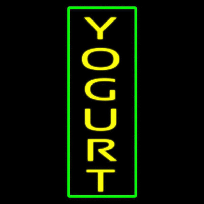 Vertical Yellow Yogurt With Green Border Neon Skilt