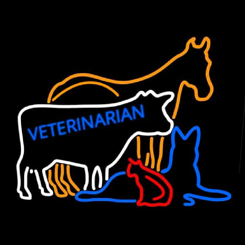 Vet Horse Cow Logo Neon Skilt