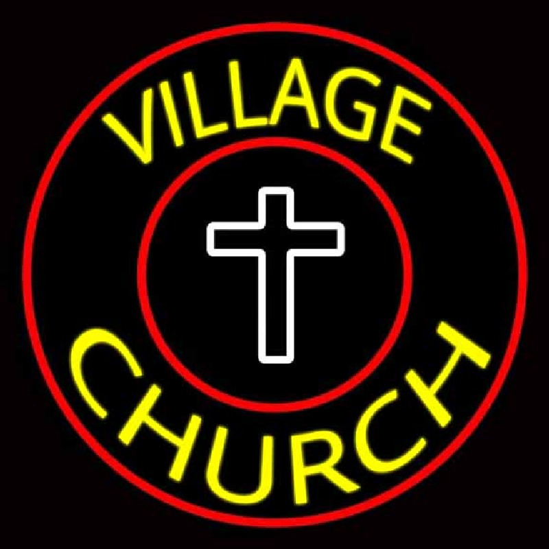 Village Church With Border Neon Skilt