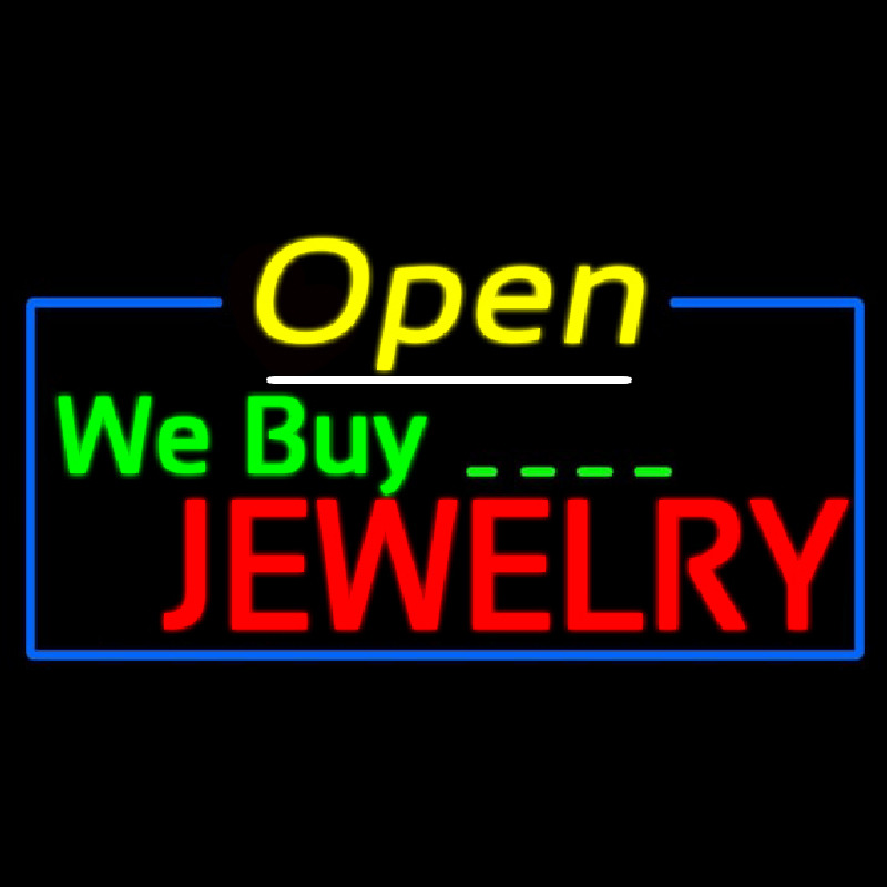 We Buy Jewelry Open Neon Skilt