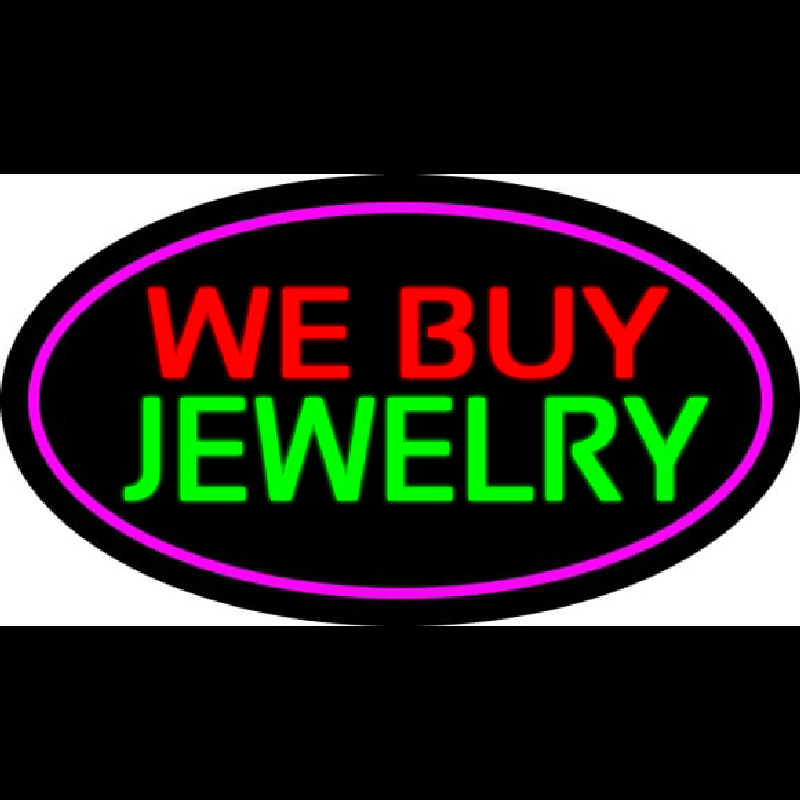 We Buy Jewelry Oval Purple Neon Skilt