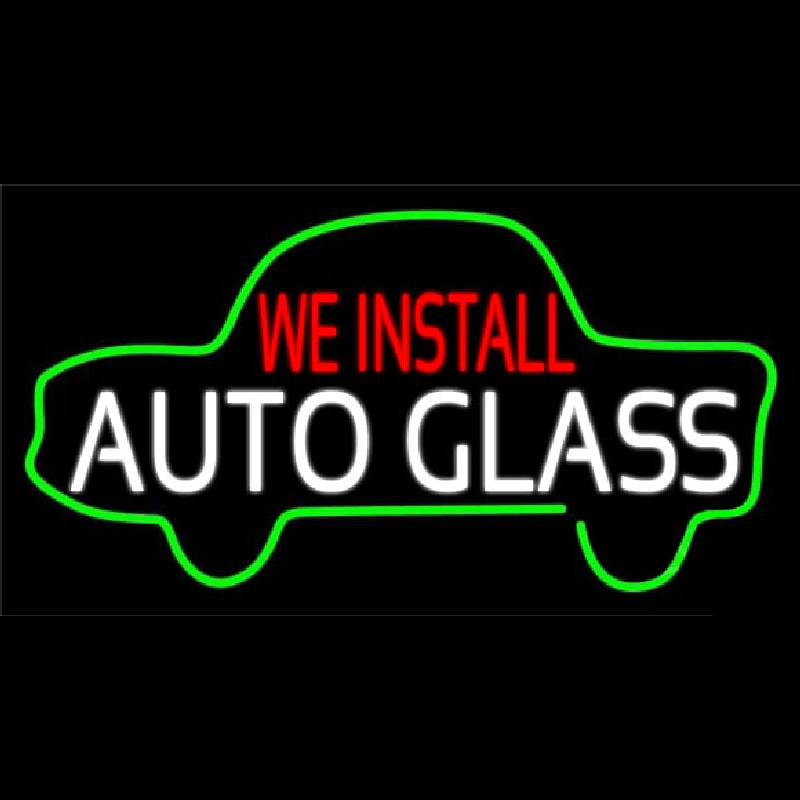 We Install Auto Glass Car Logo Neon Skilt