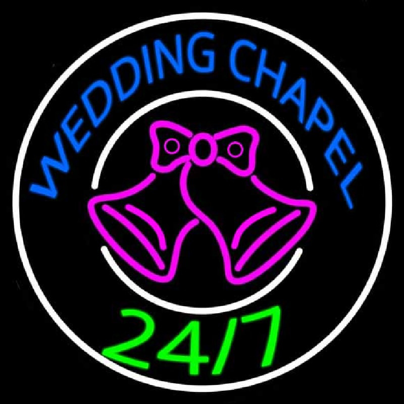 Wedding Chapel With Bell Neon Skilt