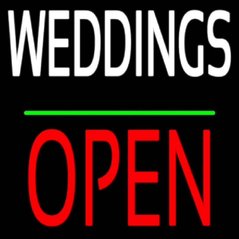 Weddings Block Open Green Line Neon Skilt