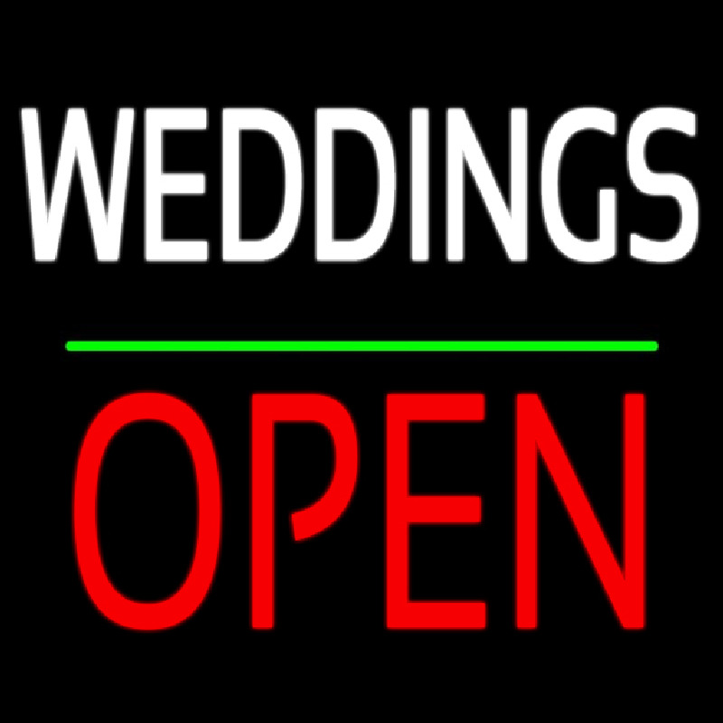 Weddings Block Red Open Green Line Neon Skilt