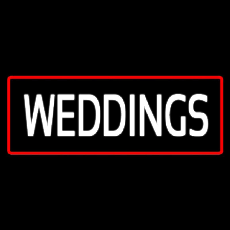 Weddings Rectangle Red Neon Skilt