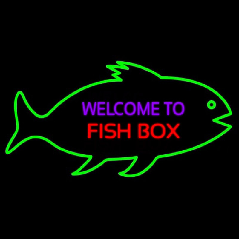 Welcome To Fish Bo  With Green Bo  Neon Skilt