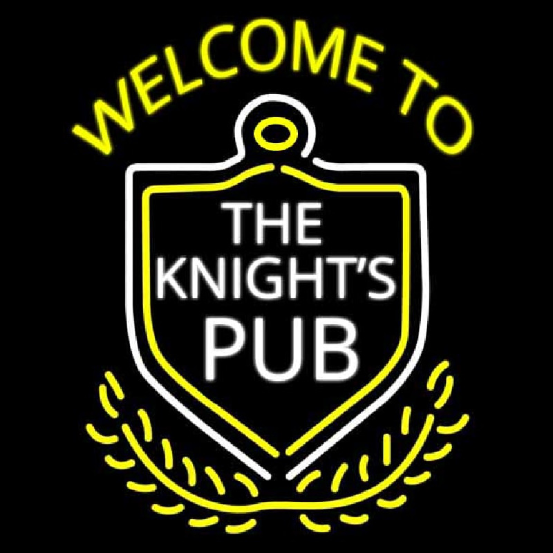 Welcome To The Knights Pub Neon Skilt