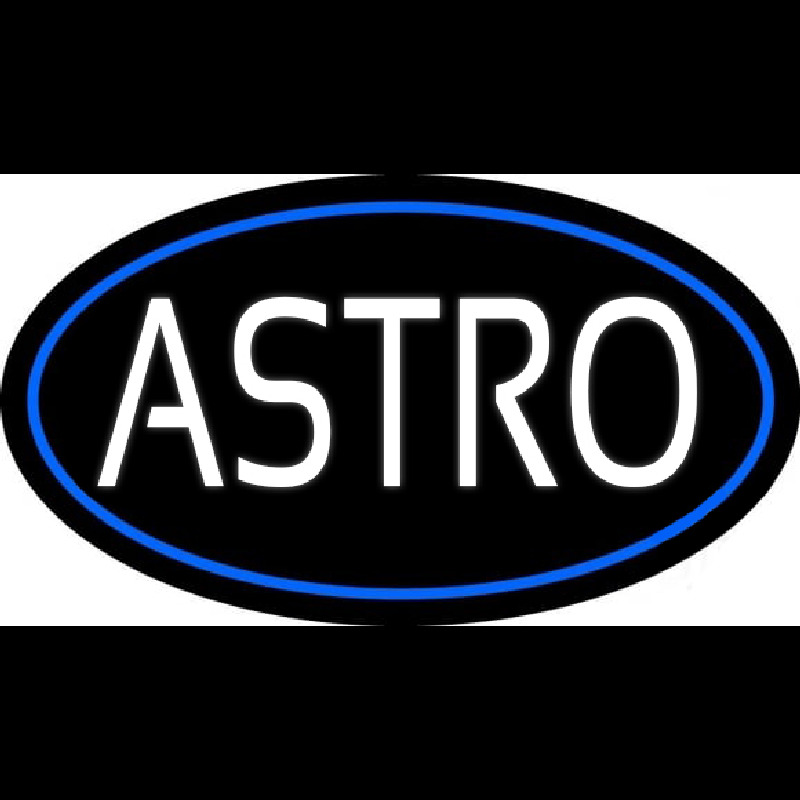 White Astro Blue Border Neon Skilt