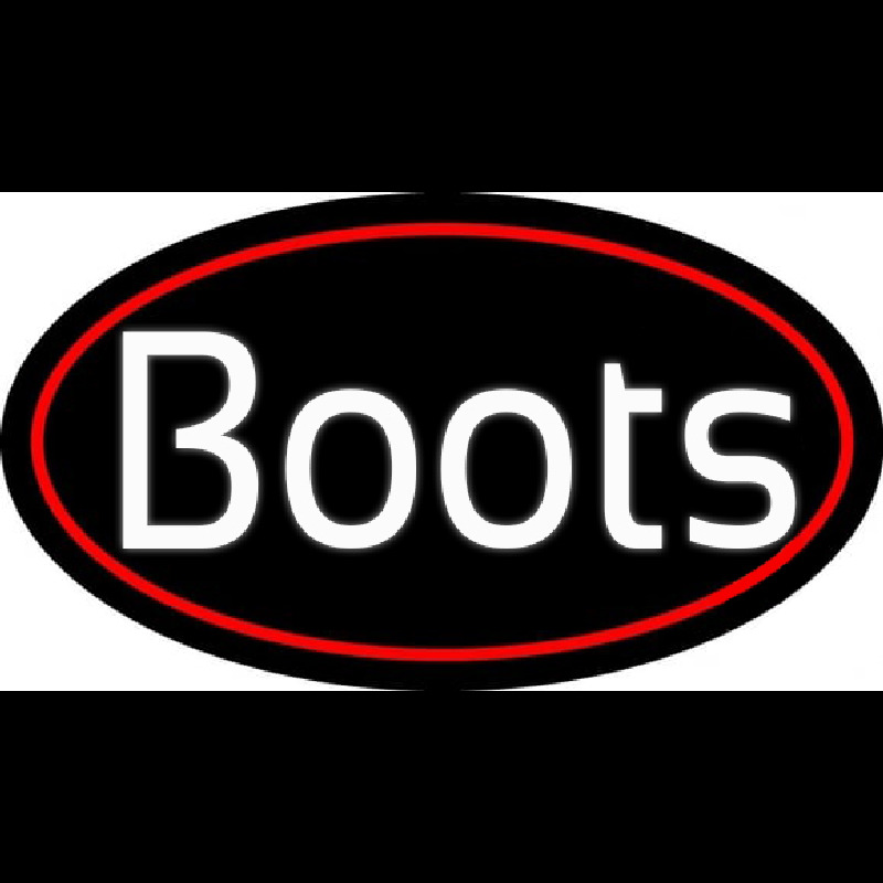 White Boots Red Border Neon Skilt