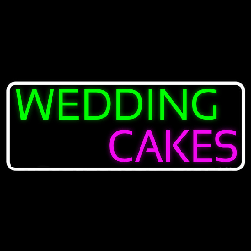 White Border Wedding Cakes Neon Skilt