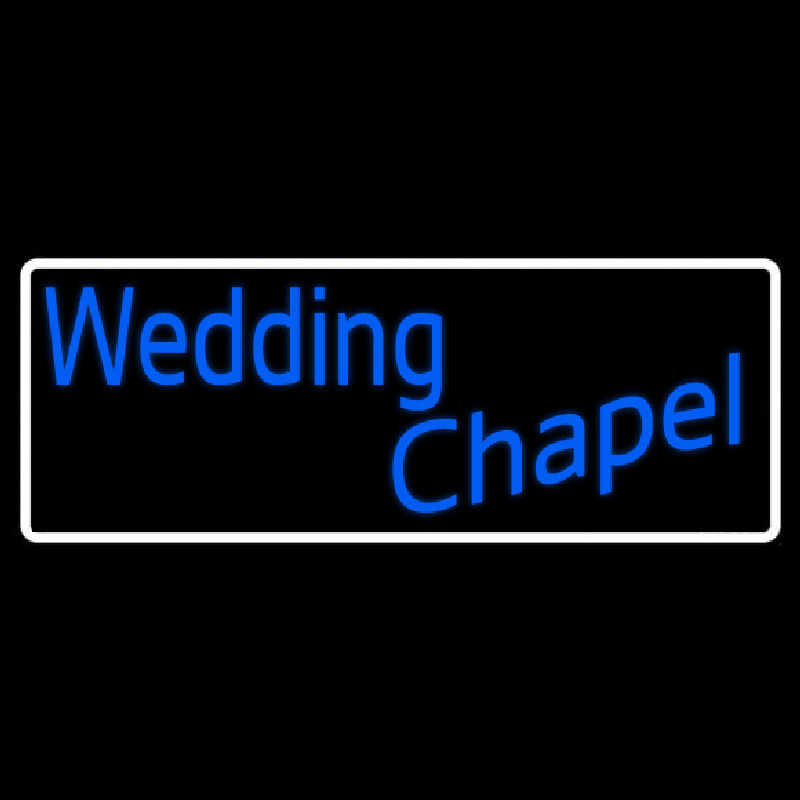 White Border Wedding Chapel Neon Skilt