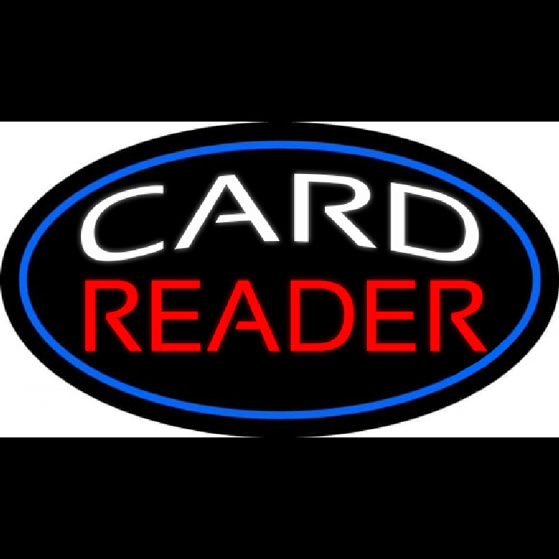 White Card Red Reader And Blue Border Neon Skilt