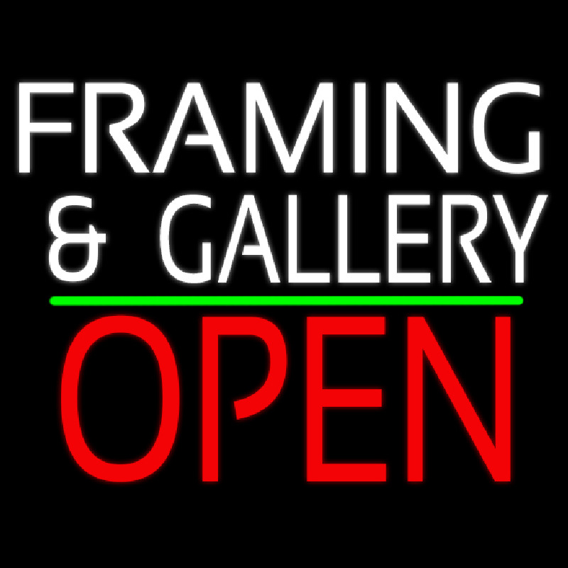 White Framing And Gallery With Open 1 Neon Skilt