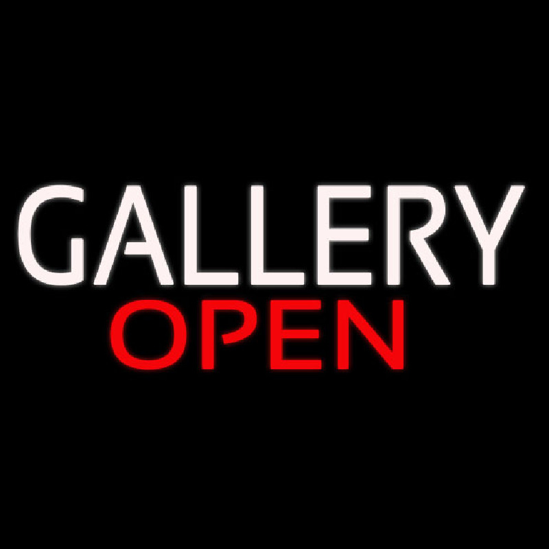 White Gallery Open Neon Skilt