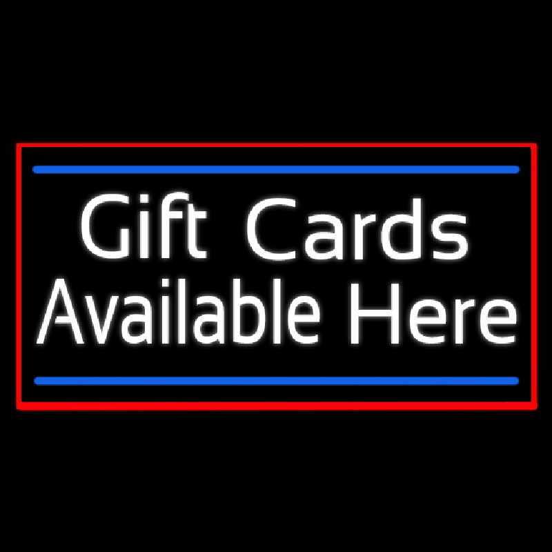 White Gift Cards Available Here Blue Line Neon Skilt