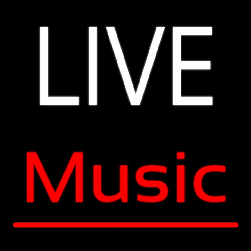 White Live Red Music Neon Skilt