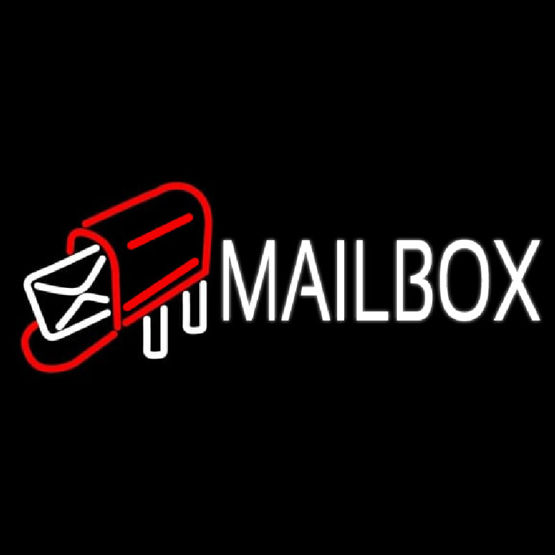 White Mailbo  Red Logo Neon Skilt