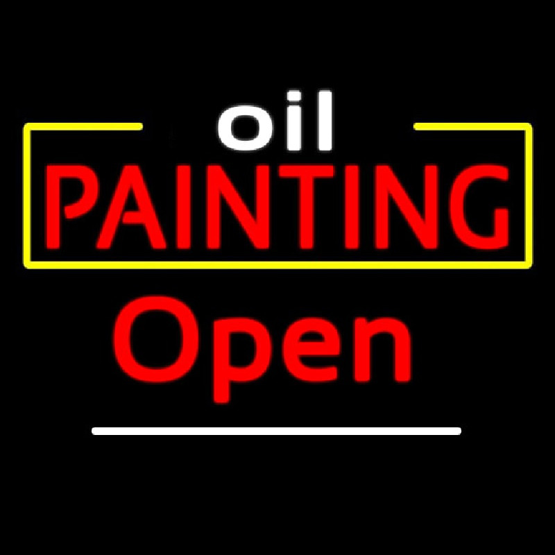 White Oil Red Painting Open Neon Skilt