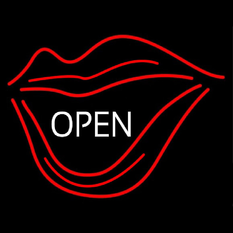 White Open Neon Skilt